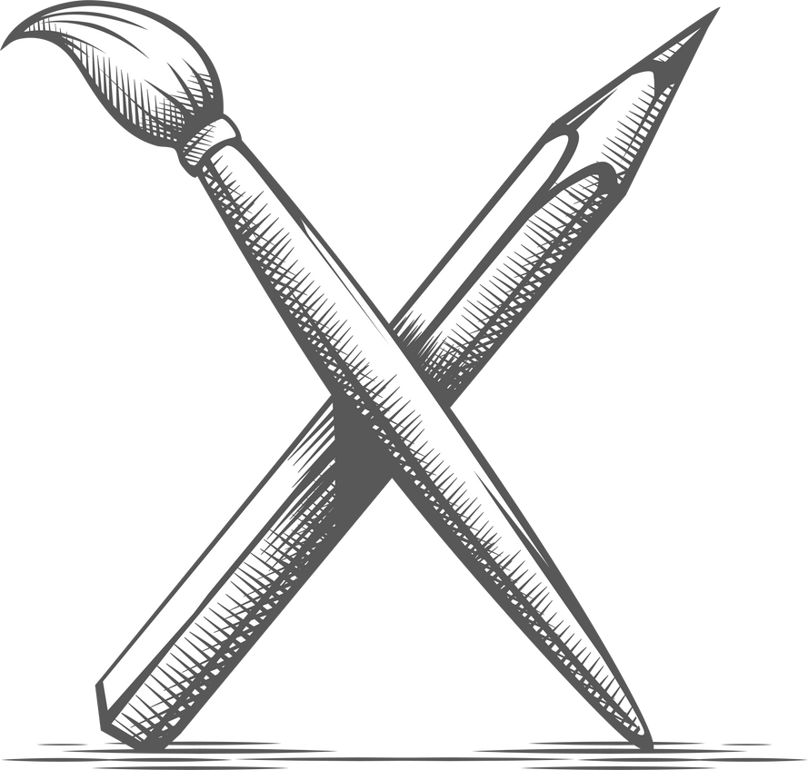 Brush and pencil artist tools for drawing. Art PNG